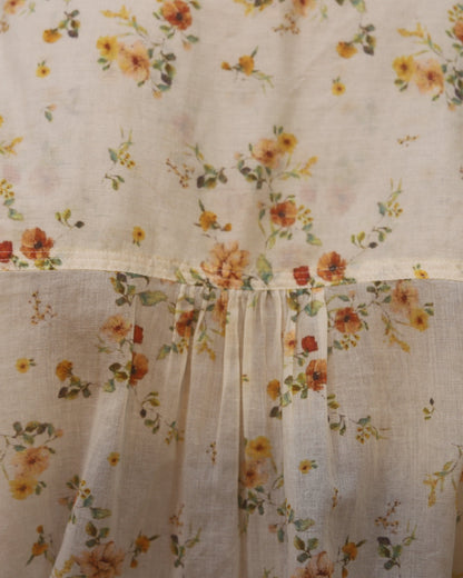 Pure cotton printed top , relaxed fit with mother of pearl button detai
