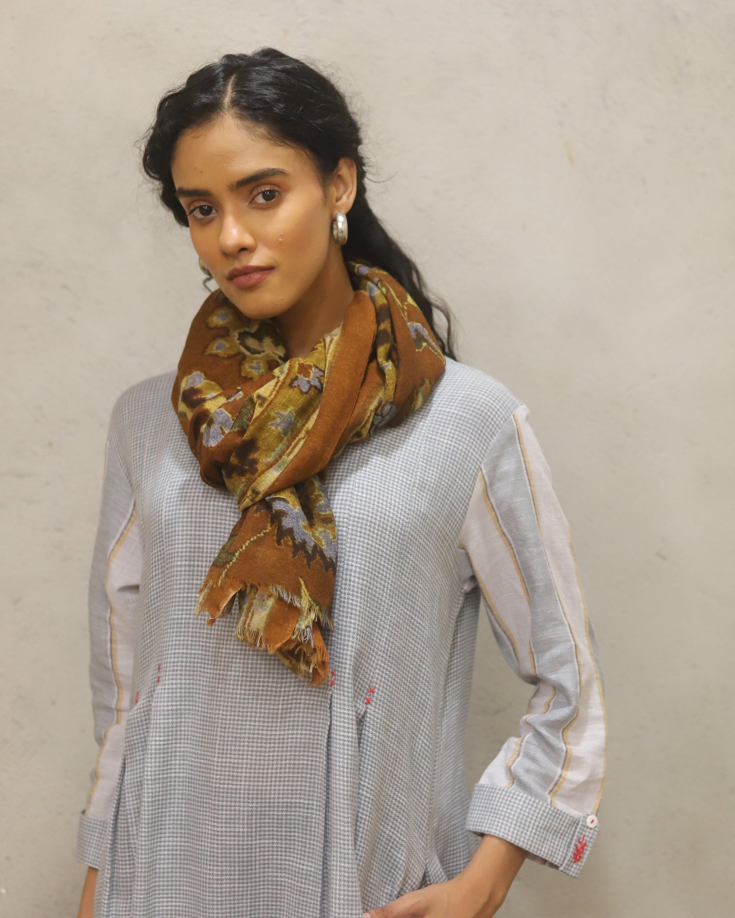 Pure Cotton soft luxurious hand feel with small hand stitched embroidery detailing  contrast stitch detailing on buttons on turn back sleeve fold