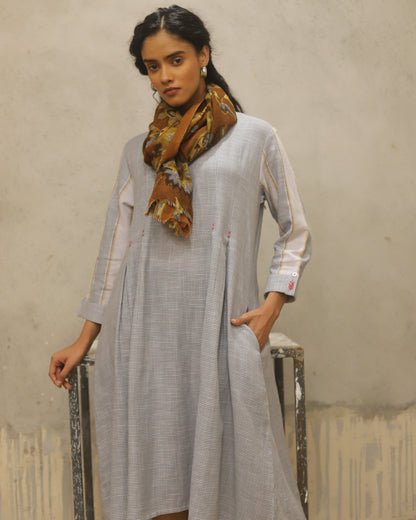 Pure Cotton soft luxurious hand feel with small hand stitched embroidery detailing  contrast stitch detailing on buttons on turn back sleeve fold