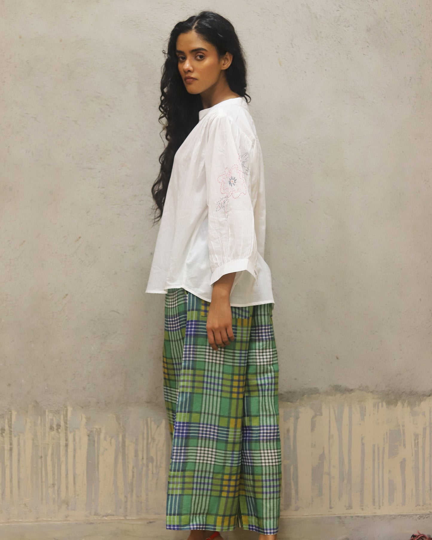 Pure cotton with hand embroidery shirt