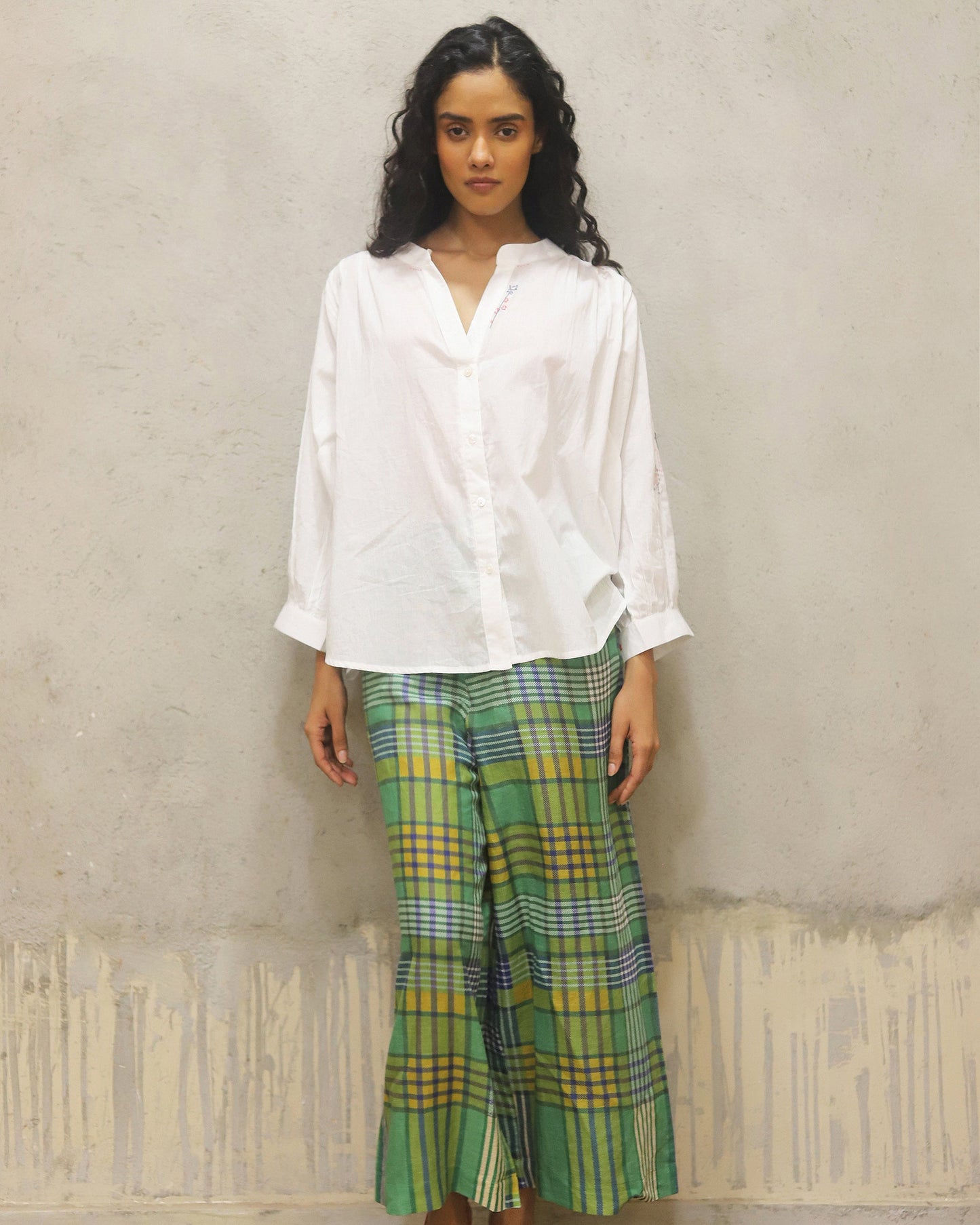 Pure cotton with hand embroidery shirt