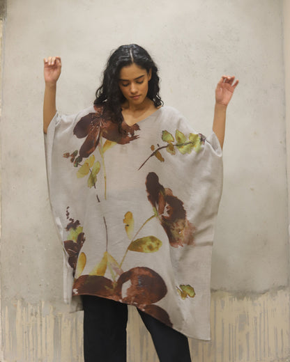 Wool modal printed kaftan dress