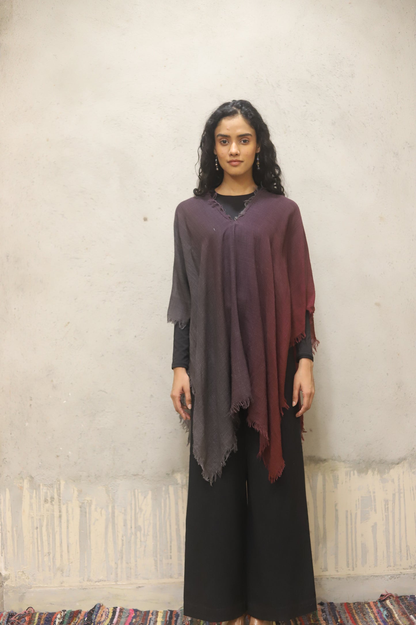 Pure merino wool shaded kaftan dress