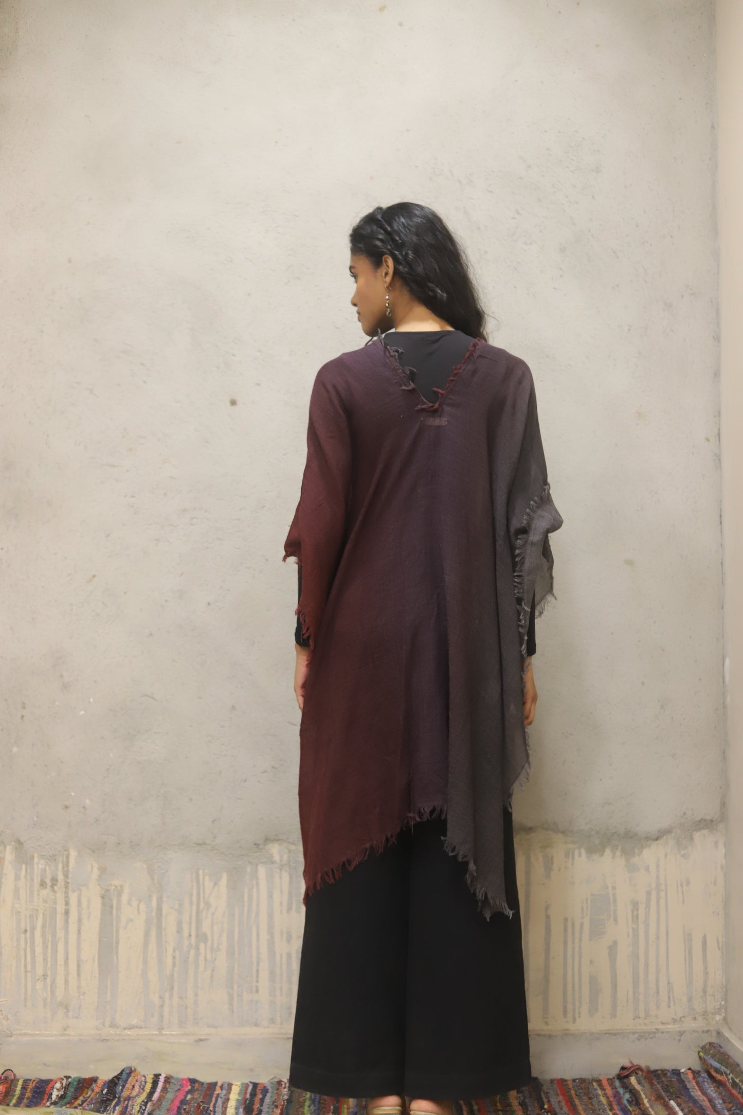 Pure merino wool shaded kaftan dress