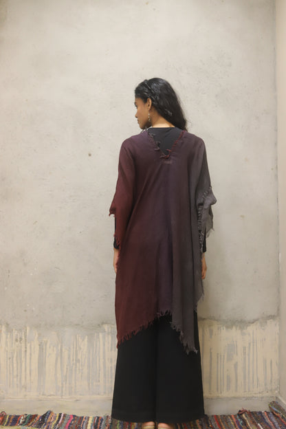 Pure merino wool shaded kaftan dress