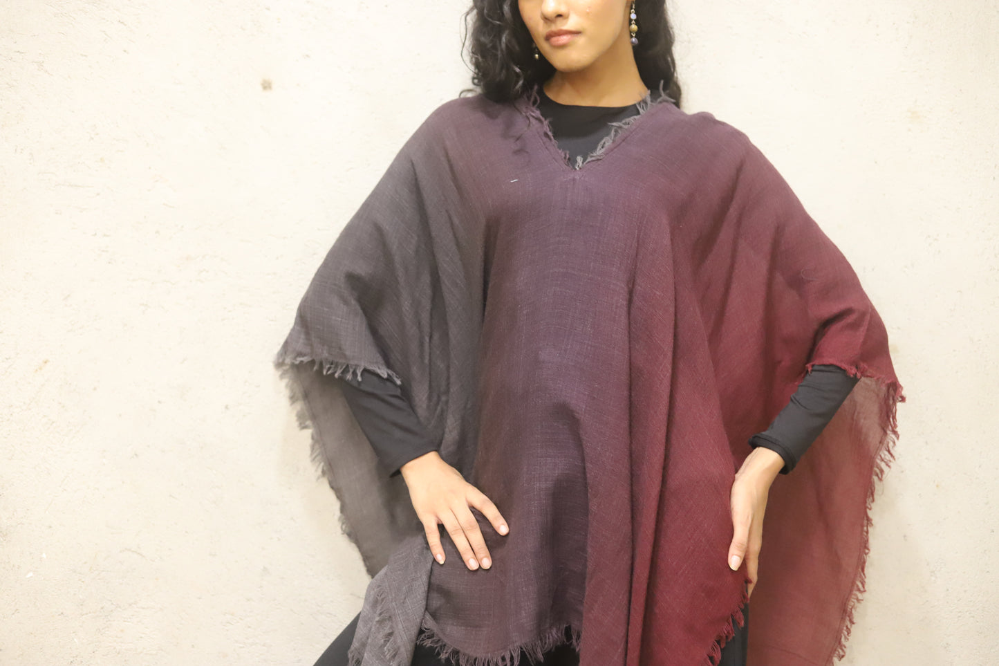 Pure merino wool shaded kaftan dress