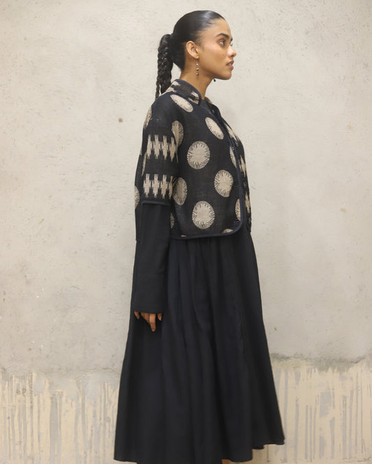 Pure merino wool woven jacquard jacket fully lined inside