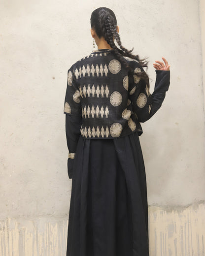 Pure merino wool woven jacquard jacket fully lined inside