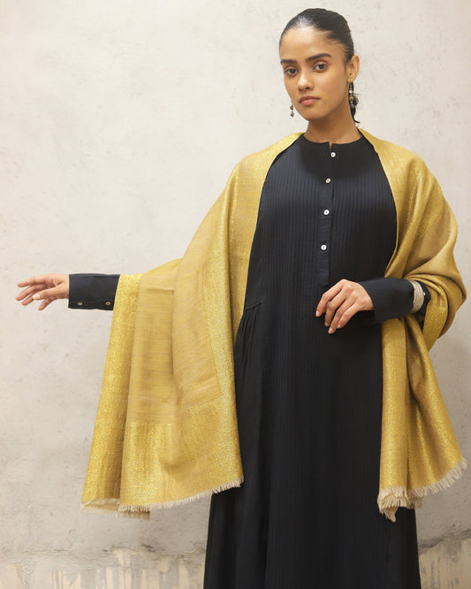 Pure Merino wool with reversible Lurex - double woven scarf
