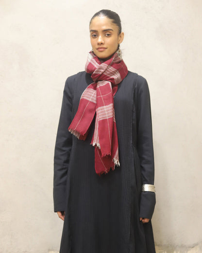 Pure Merino wool woven plaid stole