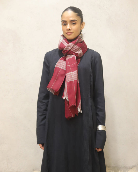 Pure Merino wool woven plaid stole