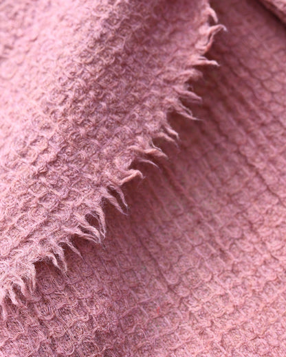 Pink waffle scarf ( Pure merino wool scarf with waffle weave )